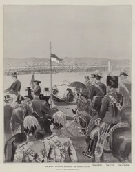 Die Königin überprüft in Aldershot, der Generalgruß